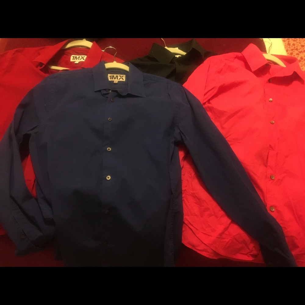 4 express shirts pink red black blue slim M Medium